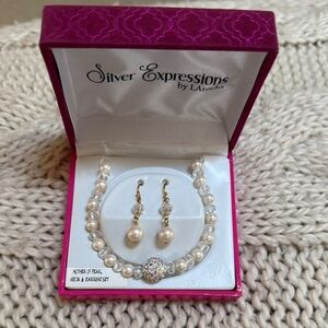 New LA Rocks Faux Pearl Necklace and Earring Set